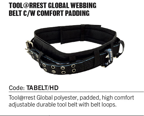 padded, comfortable, adjustable and durable tool belt with belt loops in black