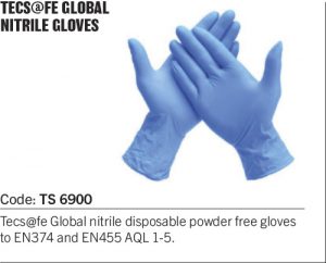 Disposable nitrile gloves in blue