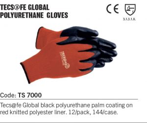 Polyurethane safety gloves in red and black